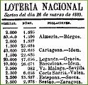 Premio Loteria 1889.
